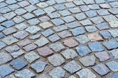 Asfalt taş yolu dokusu. Arkaplan için kaldırım taşı yol deseni