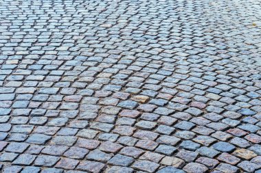 Asfalt taş yolu dokusu. Arkaplan için kaldırım taşı yol deseni