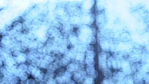 Синий мерцающий сверкающий сверкающий абстрактный круглый боке-свет размытый с черным цветом фона — стоковое видео