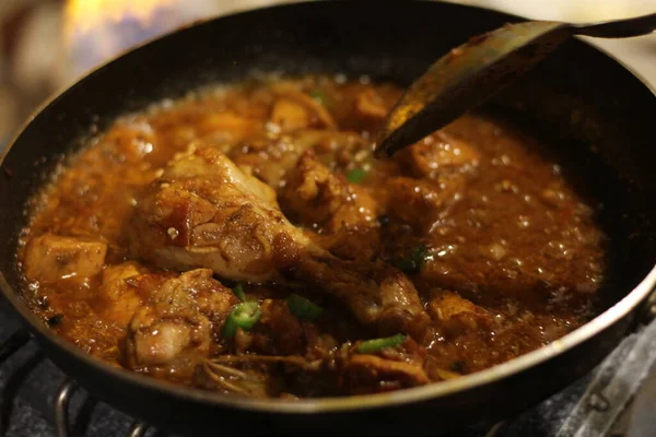 Chicken Karahi Pan Karahi Desi Food Photography — 스톡 사진