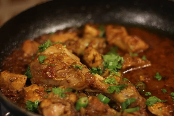 Chicken Karahi Der Pfanne Oder Karahi Desi Food Photography — Stockfoto