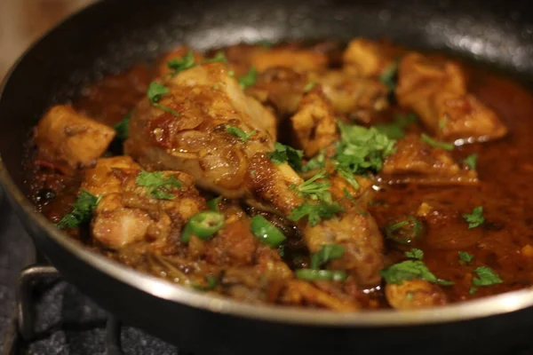 Chicken Karahi Der Pfanne Oder Karahi Desi Food Photography — Stockfoto
