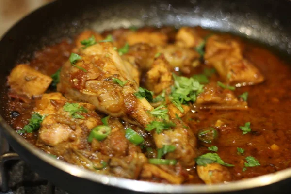 Chicken Karahi Der Pfanne Oder Karahi Desi Food Photography — Stockfoto