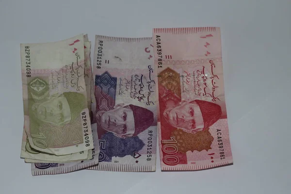 Pakistanische Banknoten Anders Auf Weißem Hintergrund — Stockfoto
