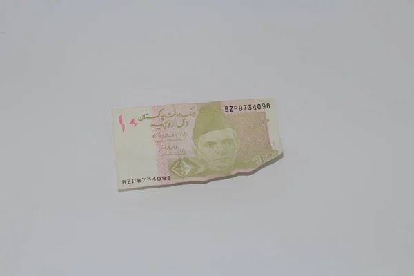 Pakistan Para Birimi Notu Beyaz Arka Planda Rupi — Stok fotoğraf