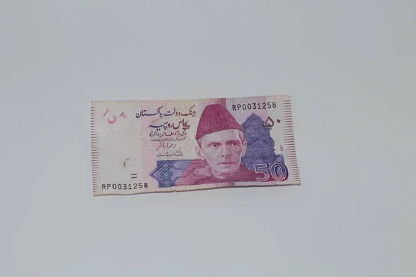 Pakistanlı Banknot Beyaz Arka Planda Rupi — Stok fotoğraf