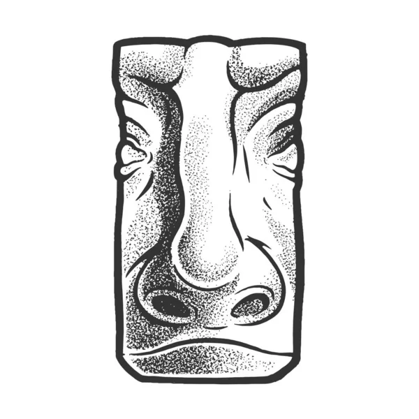 Plâtre de gypse moulé croquis nez humain gravure vectorielle illustration. T-shirt imprimé design. Imitation de carte à gratter. Image dessinée à la main noir et blanc. — Image vectorielle