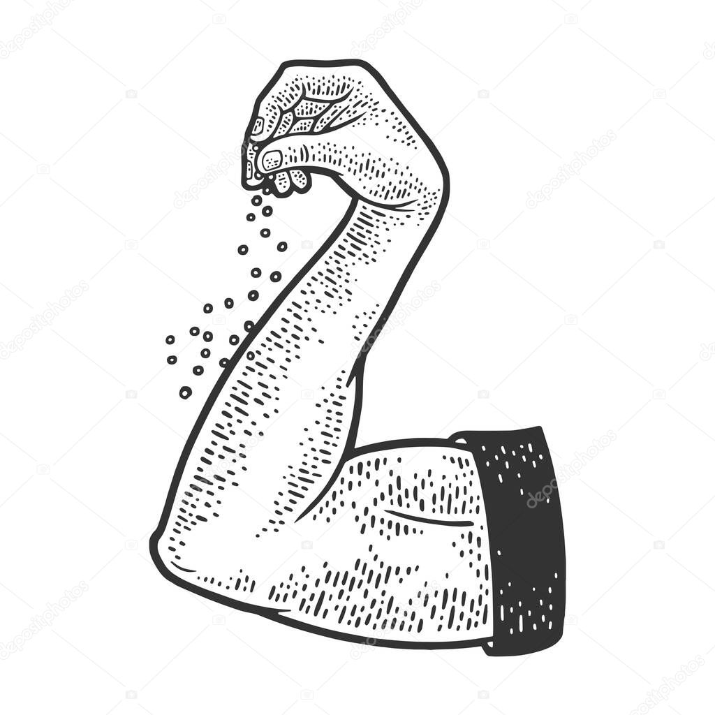 mano sal boceto grabado vector ilustración. Diseño de estampado de ropa ...