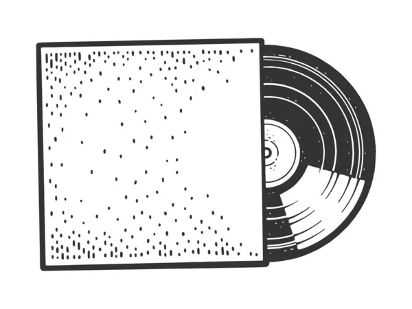 Vinyl record in envelope sketch vector — Stock Vector