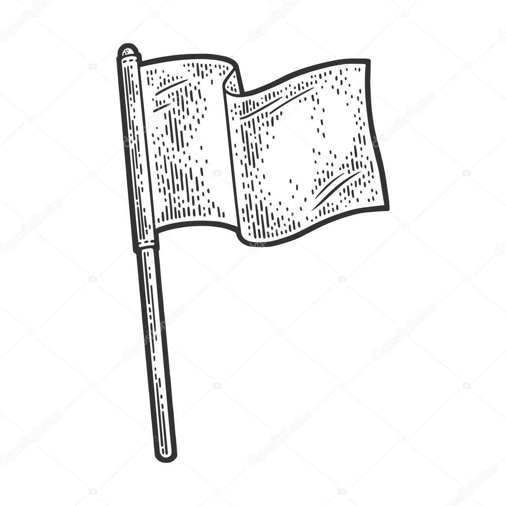 Blank white flag sketch vector illustration