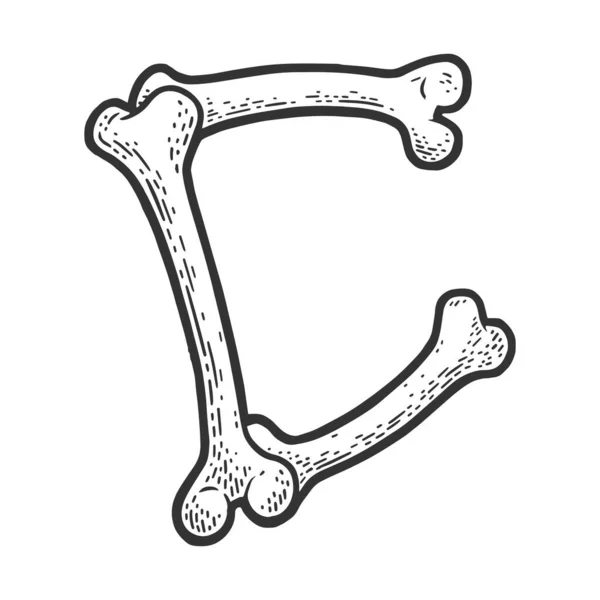 Буква С из векторного рисунка костей — стоковый вектор