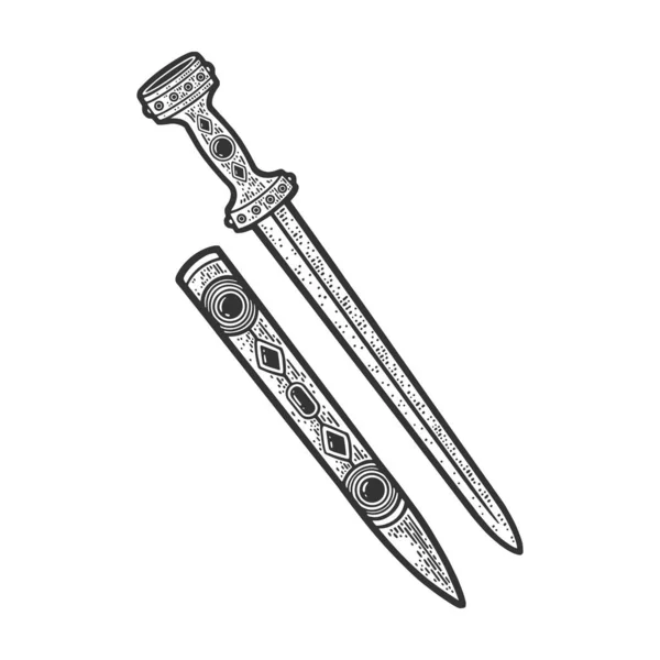 Precious antique dagger sketch vector illustration — Vettoriale Stock