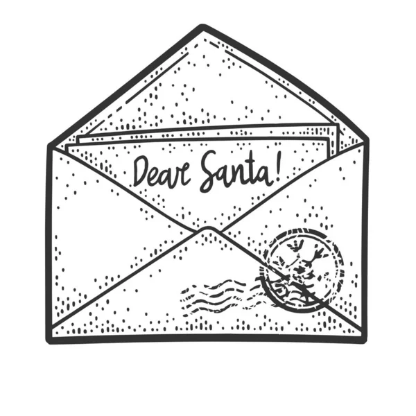 Letter to santa claus in envelope sketch vector — Stock vektor