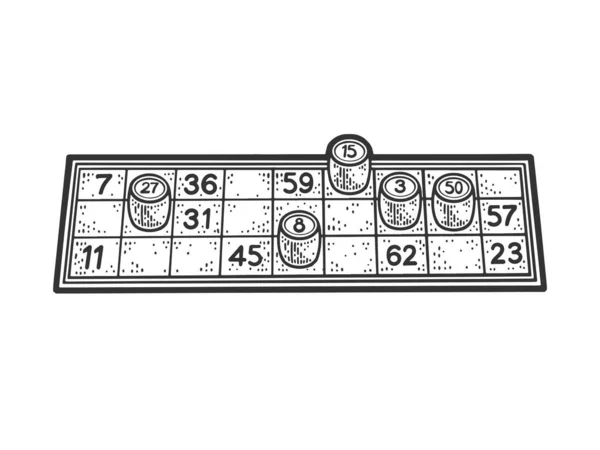 Bingo lotería juego tarjeta boceto vector ilustración — Vector de stock