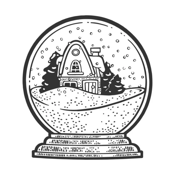 Winter snow globe sketch raster illustration — Fotografia de Stock