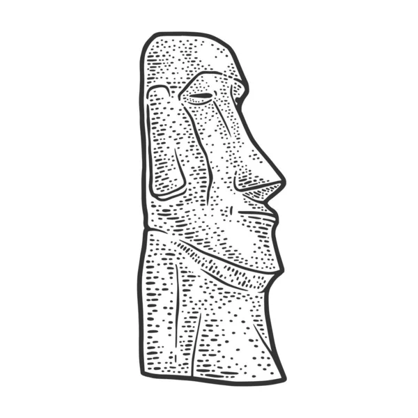 Moai stone statue sketch vector illustration — Stok Vektör