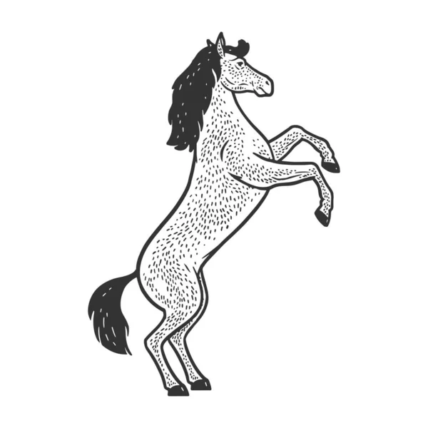 Rearing horse sketch vector illustration - Stok Vektor