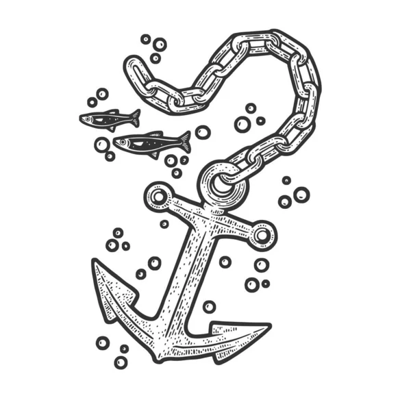 Torn off anchor sketch vector illustration — Stok Vektör