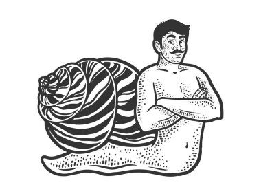 Salyangoz adam çizim vektör illüstrasyonu