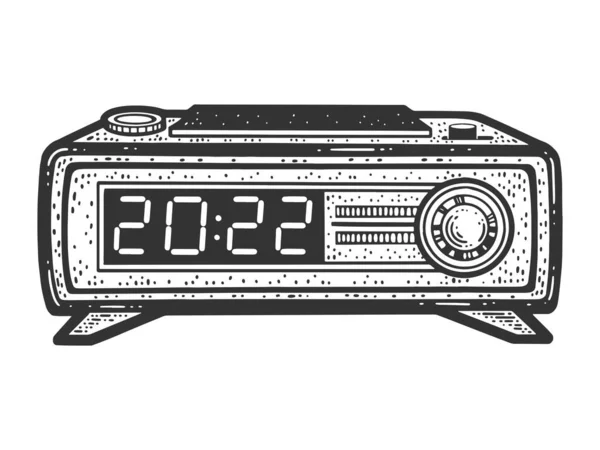 2022 radio despertador reloj boceto vector ilustración — Vector de stock