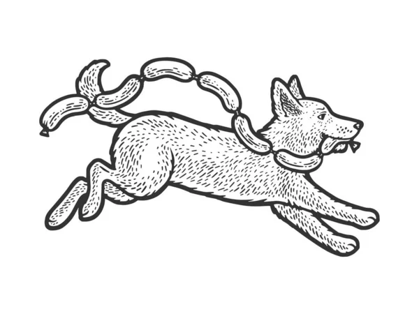 Futó kutya kolbász vázlat vektor illusztráció — Stock Vector