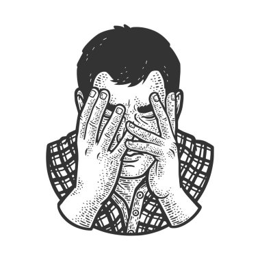 Üzgün adam çizim vektör illüstrasyonu