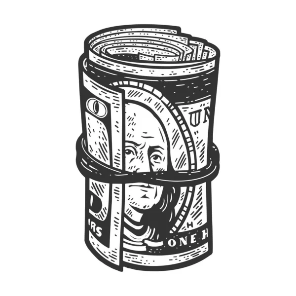 Грошові долари рулон ескіз Векторні ілюстрації — стоковий вектор