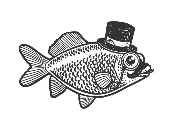 Gentleman Fisch Skizze Vektor Illustration — Stockvektor