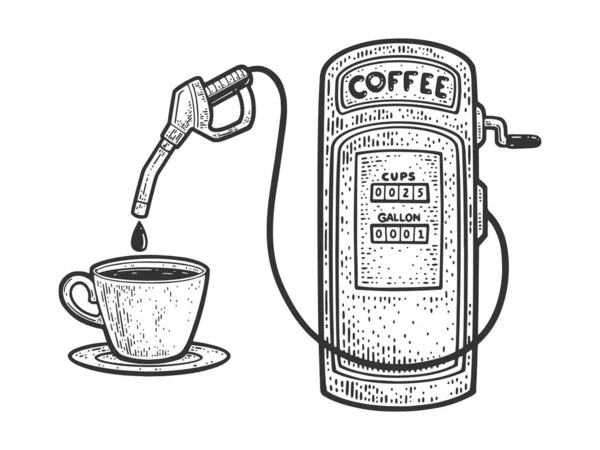 Coffee Gas station sketch raster illustration