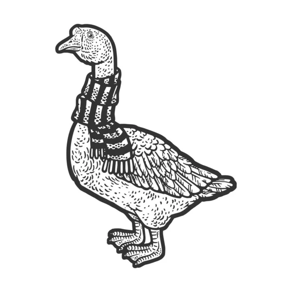 Goose in a scarf sketch raster illustration — Stock Photo, Image