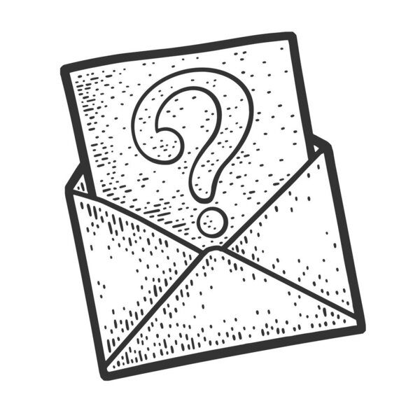 letter with large question mark sketch vector