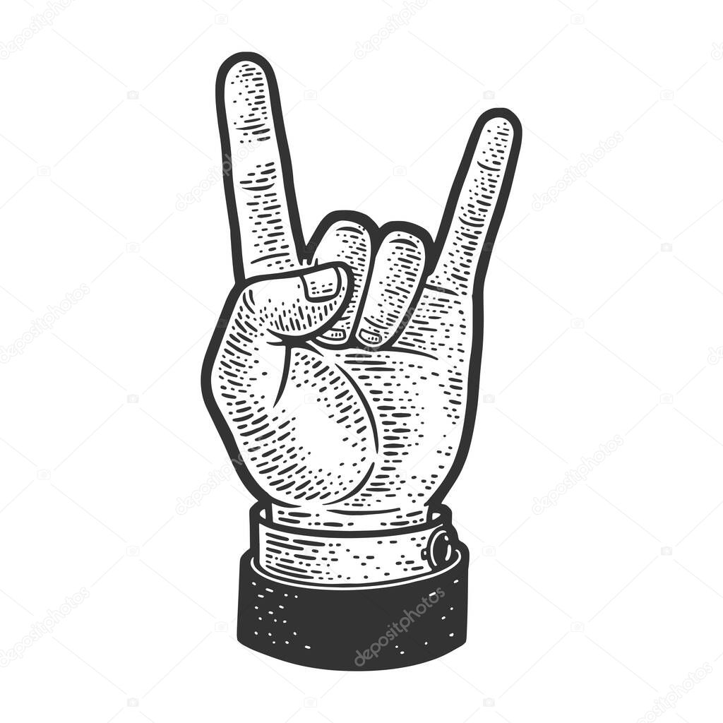 Sign rock and roll heavy metal sketch vector