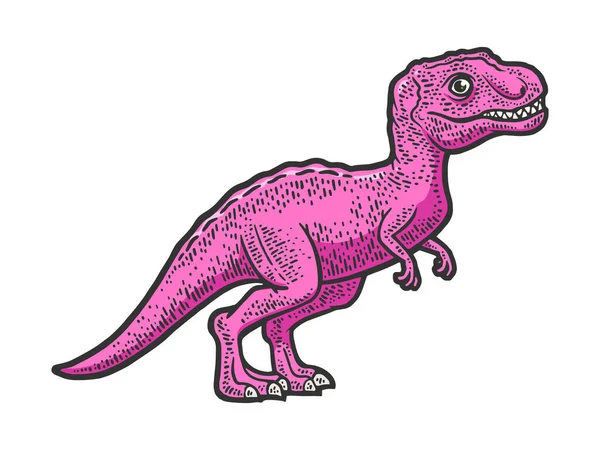 Dziecko różowy dinozaur tyranozaur szkic wektor — Wektor stockowy