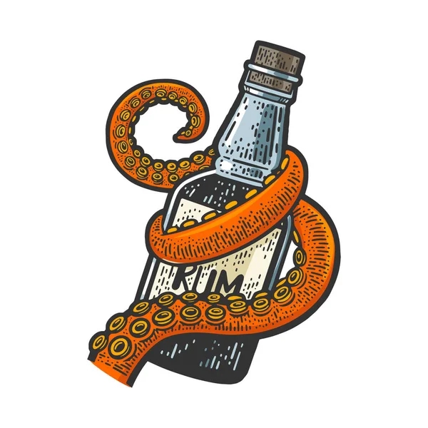 带朗姆酒色素描矢量的章鱼触角 — 图库矢量图片