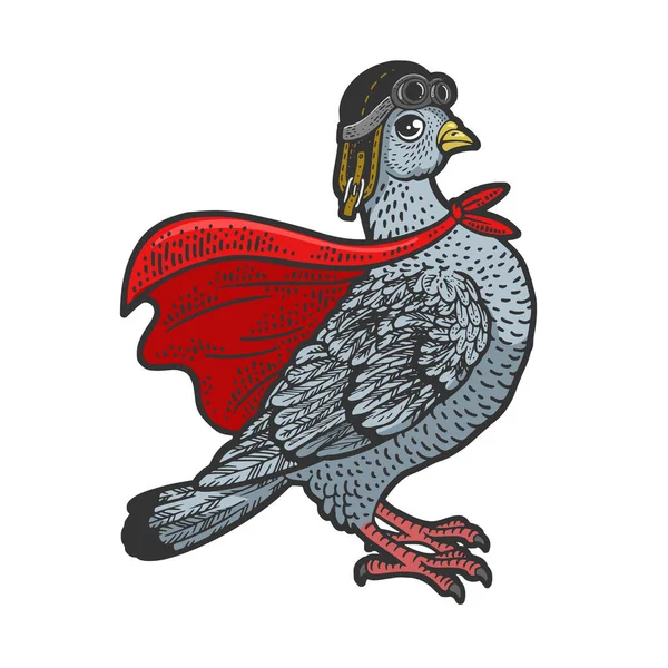 Vettore di schizzo di colore dell'uccello del piccione supereroe — Vettoriale Stock