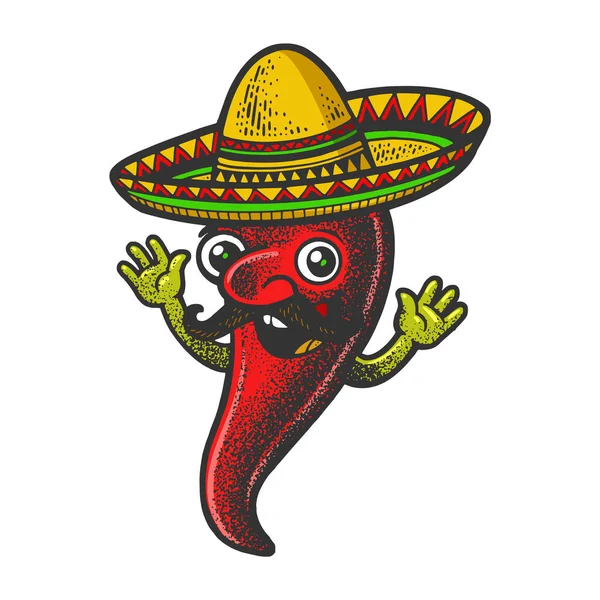 Desenhos animados mexicano pimenta cor esboço raster — Fotografia de Stock