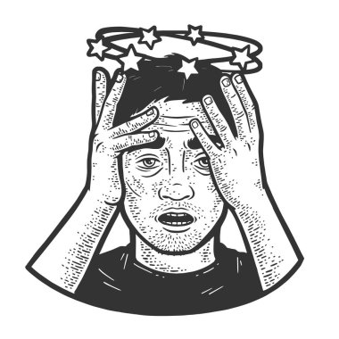 Akşamdan kalma adam taslak vektör çizimi