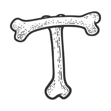 Kemiklerden yapılmış T harfi. Raster çizimi.