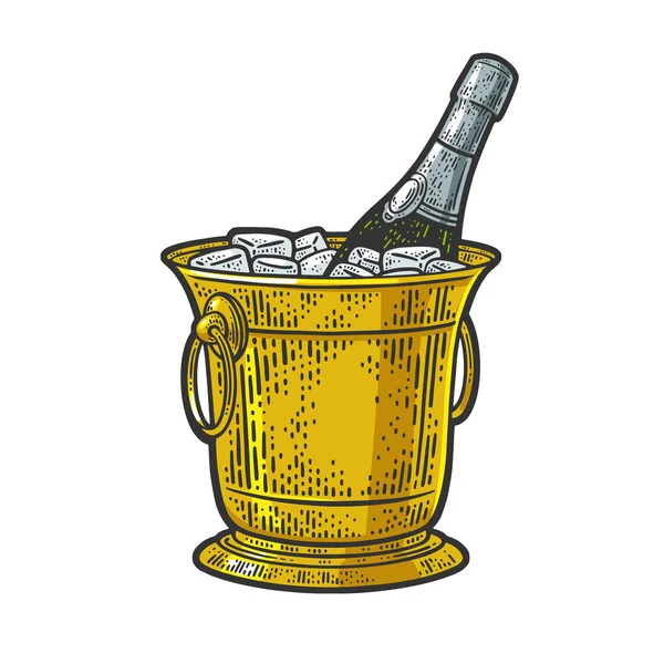 Champagner in einem Eiskübel Linie Kunst Farbskizze — Stockfoto