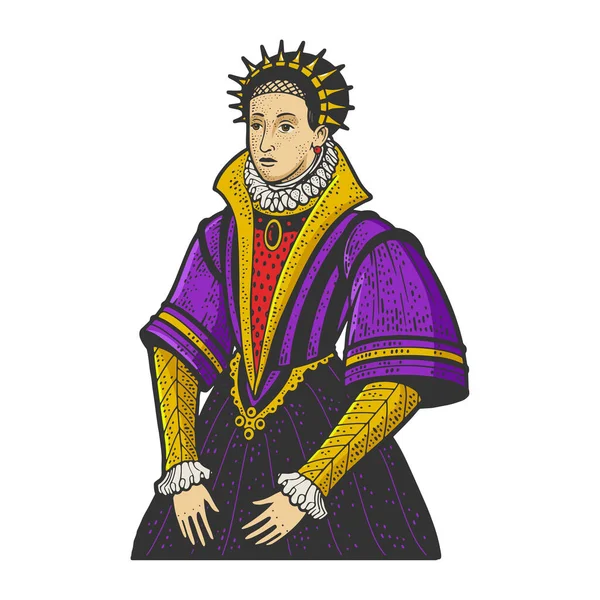 Dibujo de color de la reina medieval raster ilustración —  Fotos de Stock
