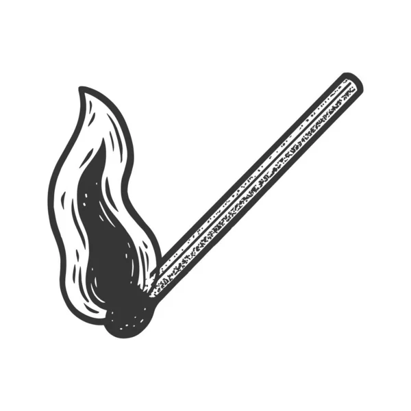 Égő gyufa vázlat vektor illusztráció — Stock Vector