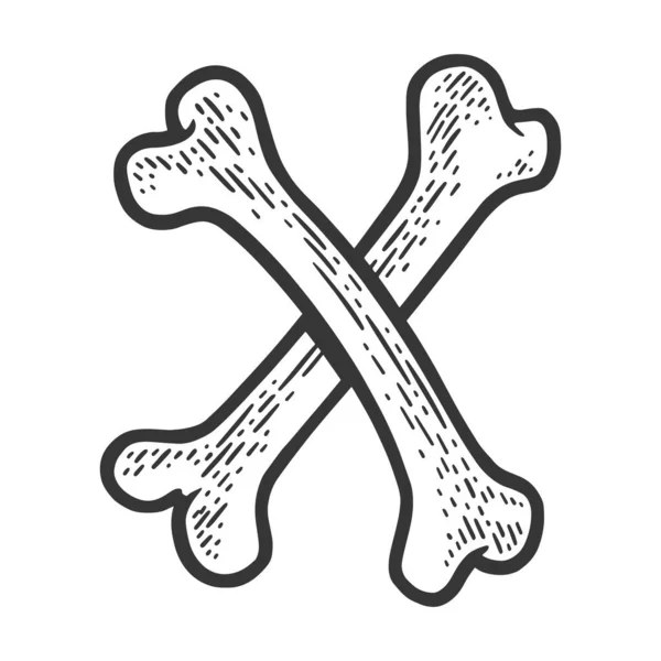 Letter X gemaakt van beenderen schets vector illustratie — Stockvector