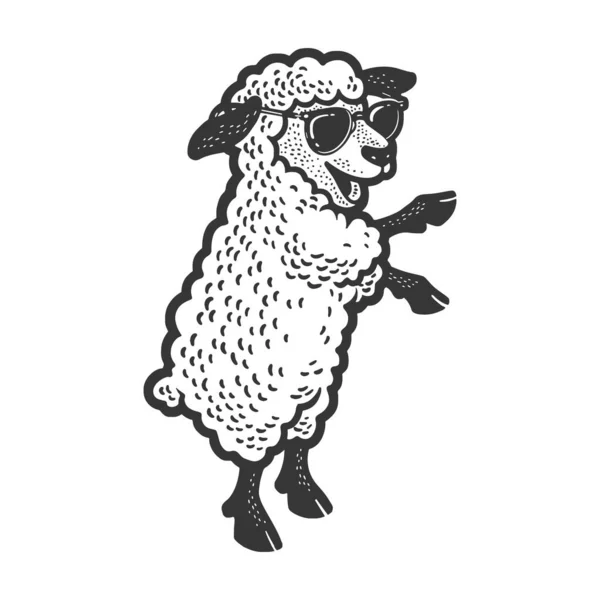 Szczęśliwy taniec owiec skecz wektor ilustracja — Wektor stockowy