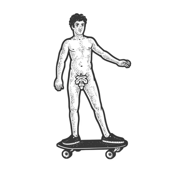 Adam călărește o schiță skateboard ilustrație vectorială — Vector de stoc