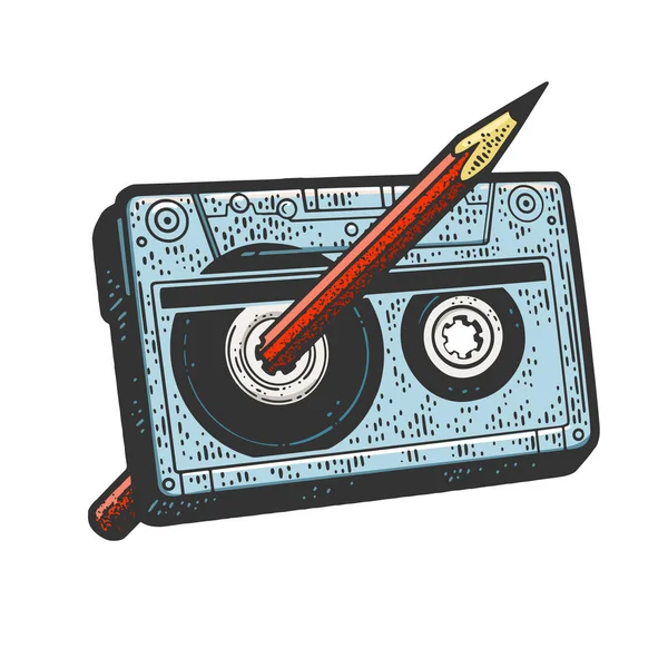 Bleistift im Kassettenband Farbskizzenvektor — Stockvektor