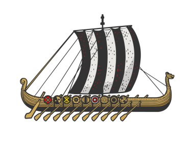 Viking gemisi renk çizimi Raster çizimi