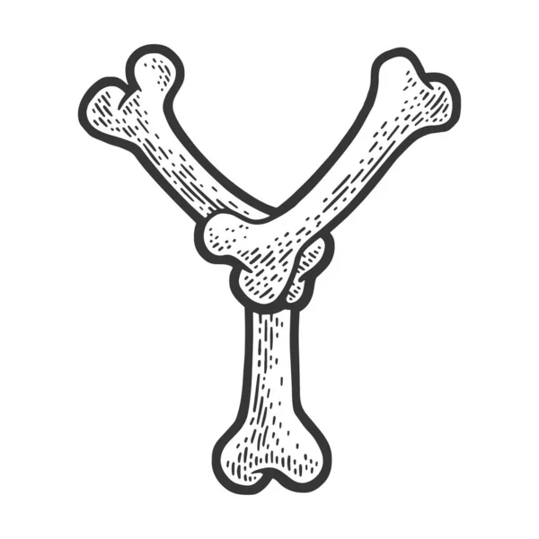 Betű Y készült csontok vázlat raszter illusztráció — Stock Fotó