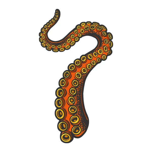 Illustrazione del vettore dello schizzo di colore del tentacolo del polpo — Vettoriale Stock