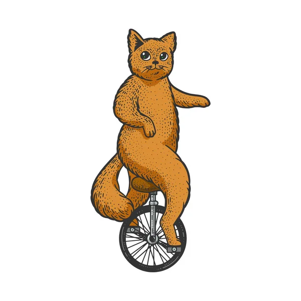 Illustrazione vettoriale dello schizzo di colore del gatto monociclo — Vettoriale Stock