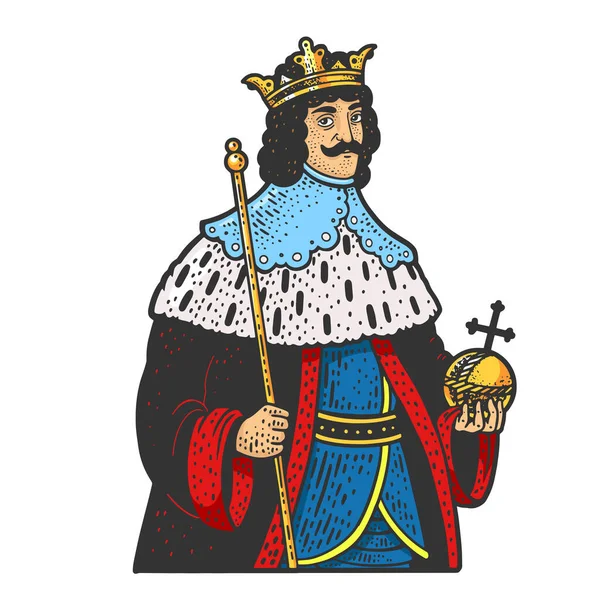 Rey medieval color boceto vector ilustración — Vector de stock